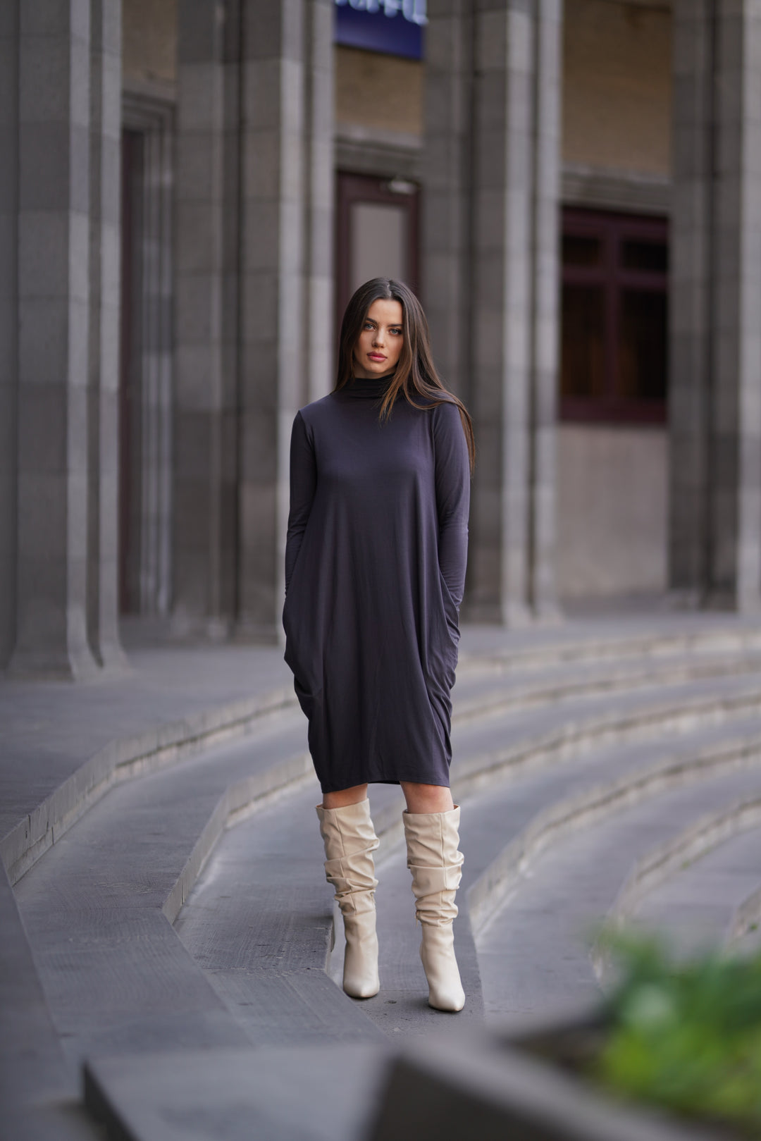 Cocoon Balloon Dress With Large Pockets – Wrapped Clothing