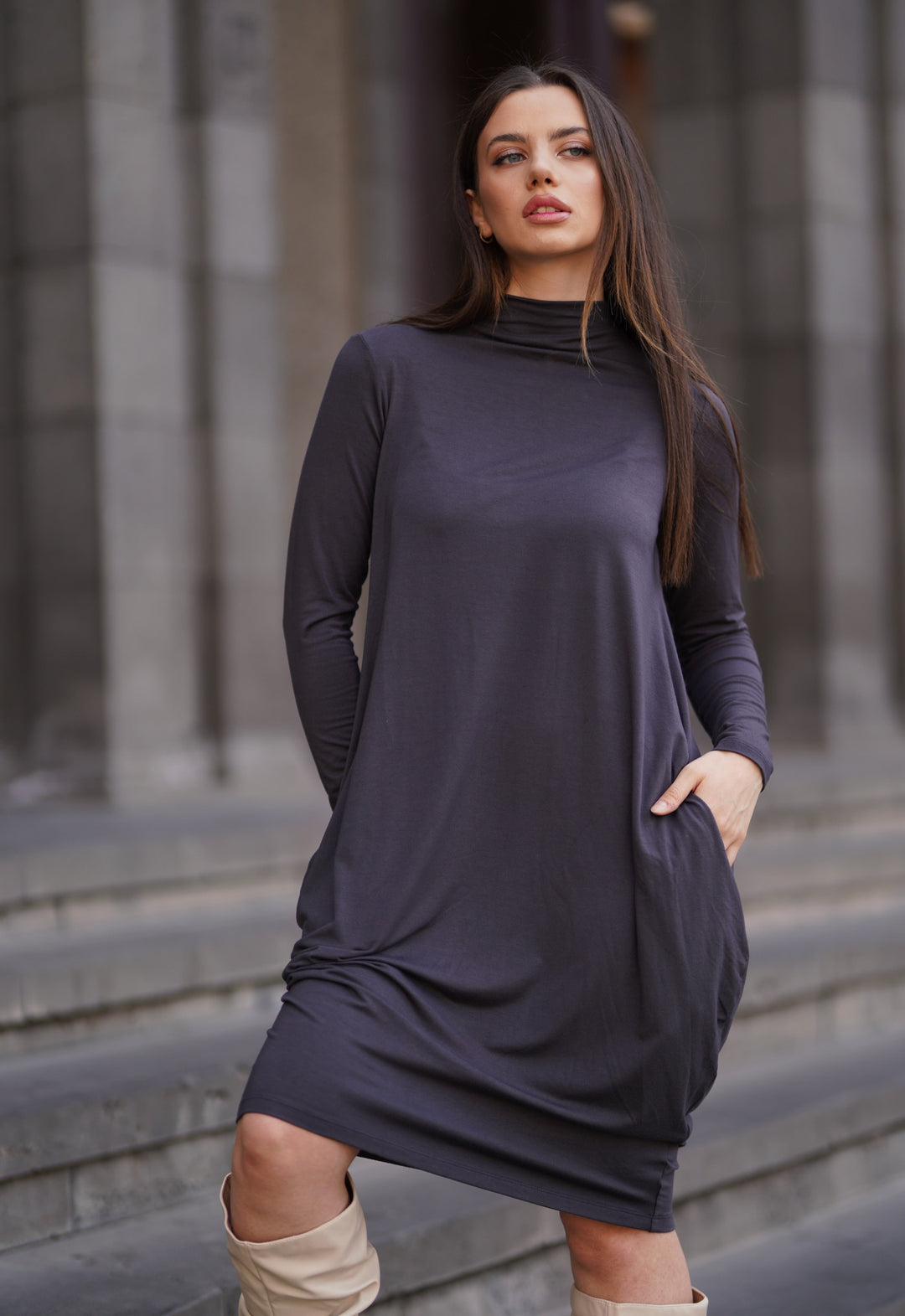 Cocoon Balloon Dress With Large Pockets Extra Small Cocoon Balloon Dress With Large Pockets Extra Small