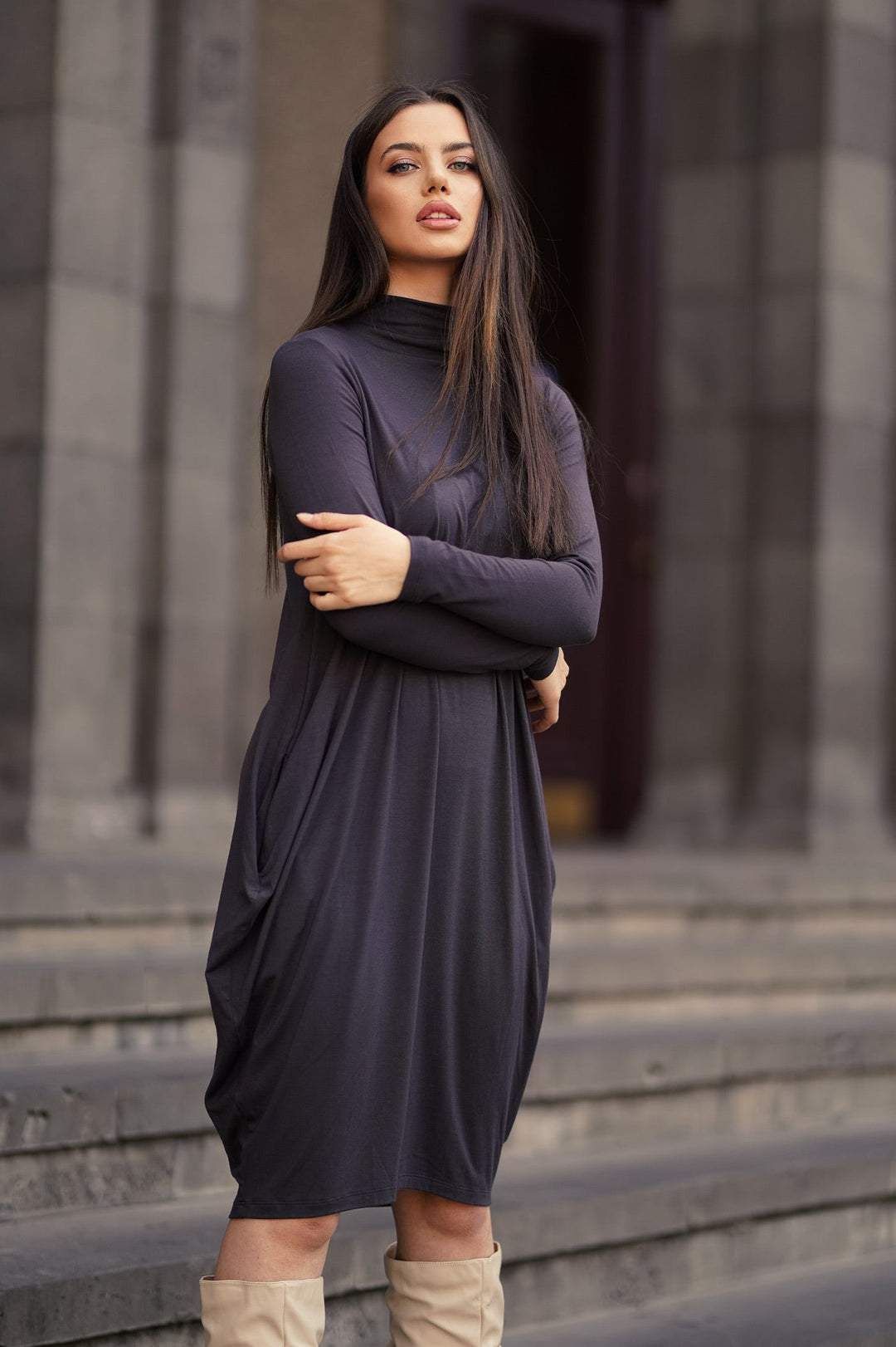 open lace back dress Hand-Dyed Cocoon Dress with Pockets | Relaxed Tie-Dye Maxi main image 1